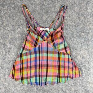 We The Free Plaid Swing Tank Top Size XL Cotton Gauze